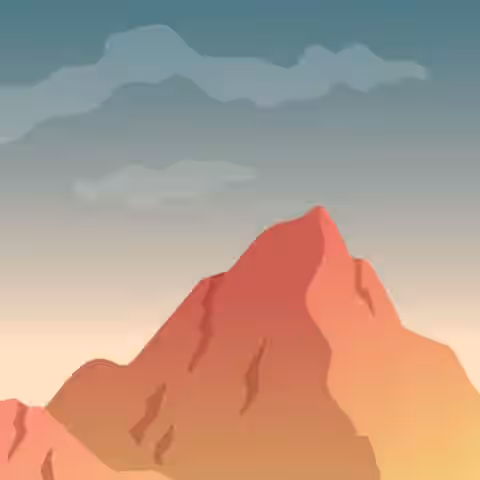 An illustration of mountains against a blue sky with a few clouds