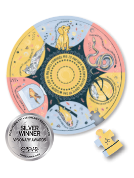 The colorful Paws of Wisdom puzzle with a Silver 2022 COVR Award